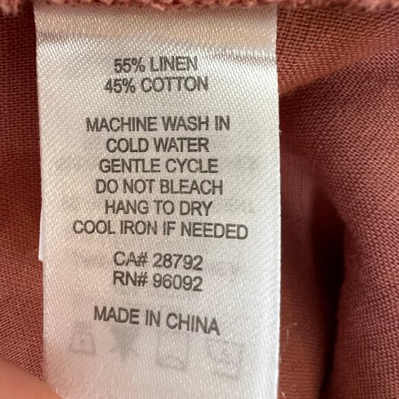 DALIA Dusty Pink Cardigan Top Linen Pockets 3/4 Roll Up Sleeve Size Large L - Picture 11 of 11